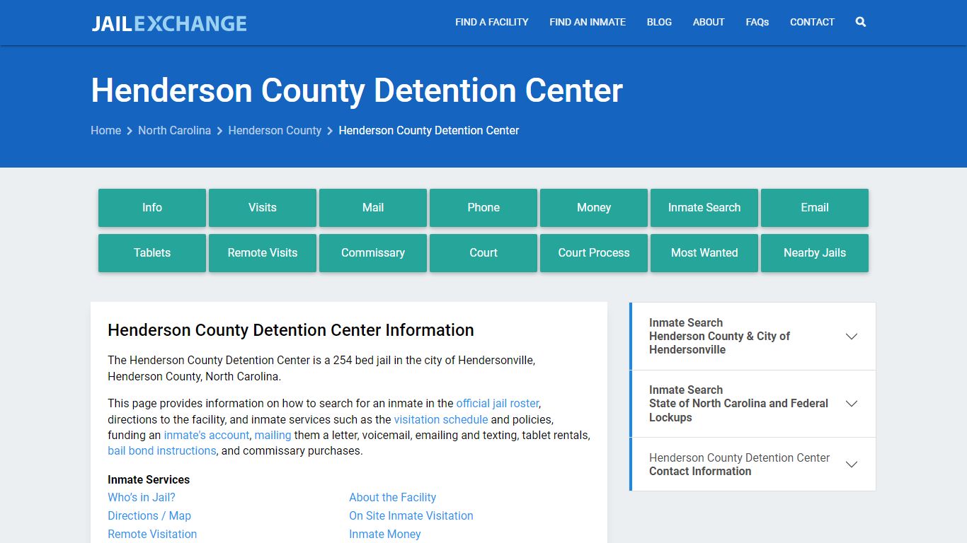 Henderson County Detention Center, NC Inmate Search, Information